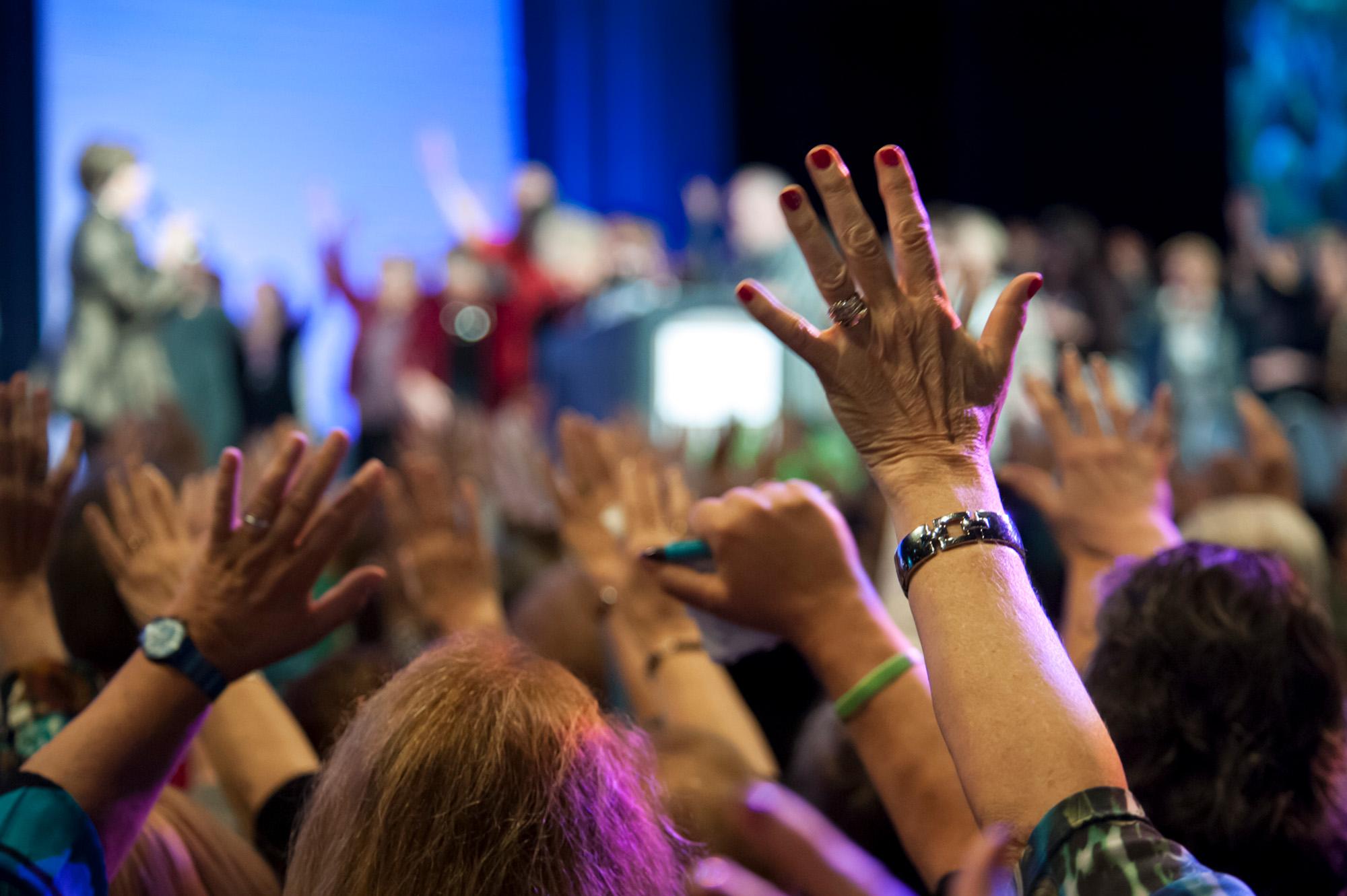 Worshipers at an Aglow conference